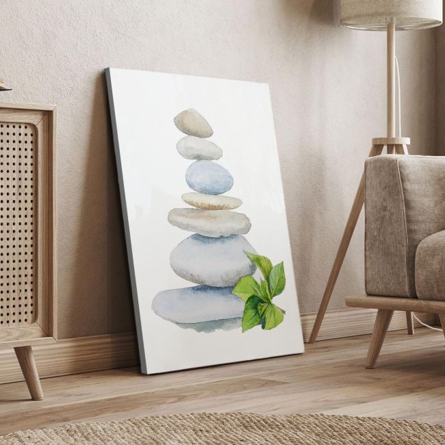 Canvas print Balanced stones in watercolor