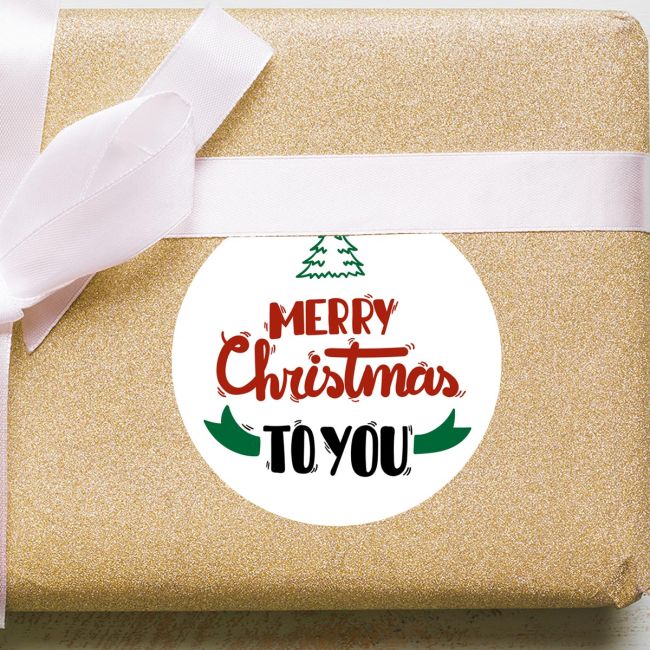 Christmas sticker label, Merry Christmas to you