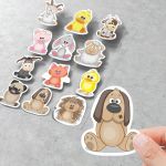 Dogα σε καταδίωξη Stickers labels για αγοράκια