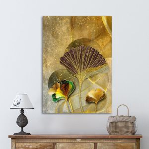 Canvas print Golden lines and feathers I Framed canvas View 1 2