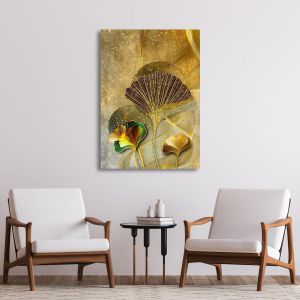 Canvas print Golden lines and feathers I