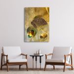 Canvas print Golden lines and feathers I