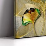 Canvas print Golden lines and feathers