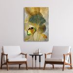 Πίνακας ζωγραφικής Golden lines and feathers