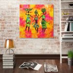 Canvas print square Textile figures I