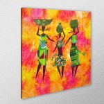 Canvas print square Textile figures I