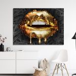 Πίνακας ζωγραφικής Gold metallic lips