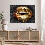 Canvas print Gold metallic lips