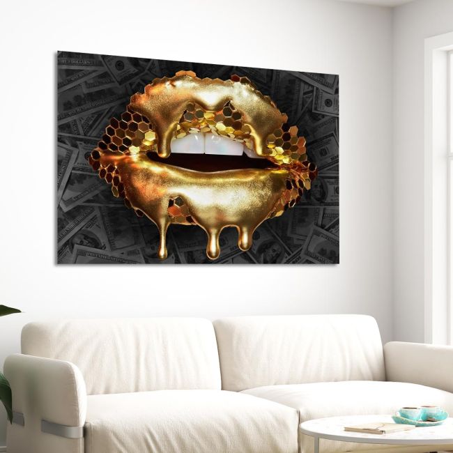 Canvas print Gold metallic lips