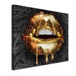 Πίνακας ζωγραφικής Gold metallic lips