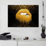 Πίνακας ζωγραφικής Dark gold lips