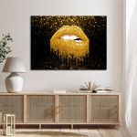 Canvas print Dark gold lips