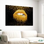 Canvas print Dark gold lips