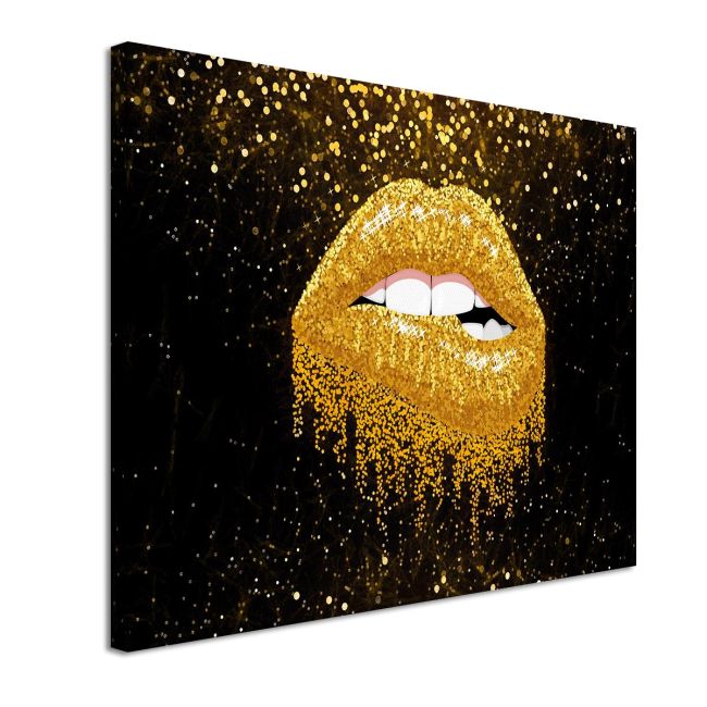 Πίνακας ζωγραφικής Dark gold lips