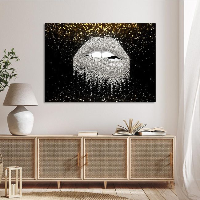 Canvas print Silver lips