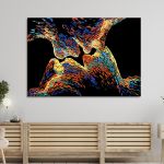 Canvas printColorful kiss in black