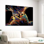 Πίνακας ζωγραφικής Colorful kiss in black