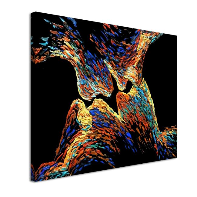 Πίνακας ζωγραφικής Colorful kiss in black