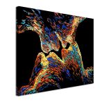 Πίνακας ζωγραφικής Colorful kiss in black