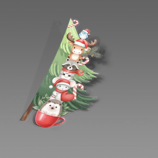 Χριστουγεννιάτικο αυτοκόλλητο, Christmas Peekaboo Woodland art1