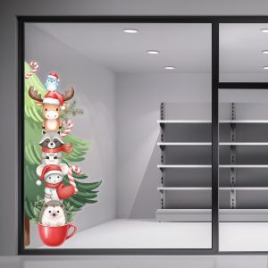 Christmas sticker, Half tree white art