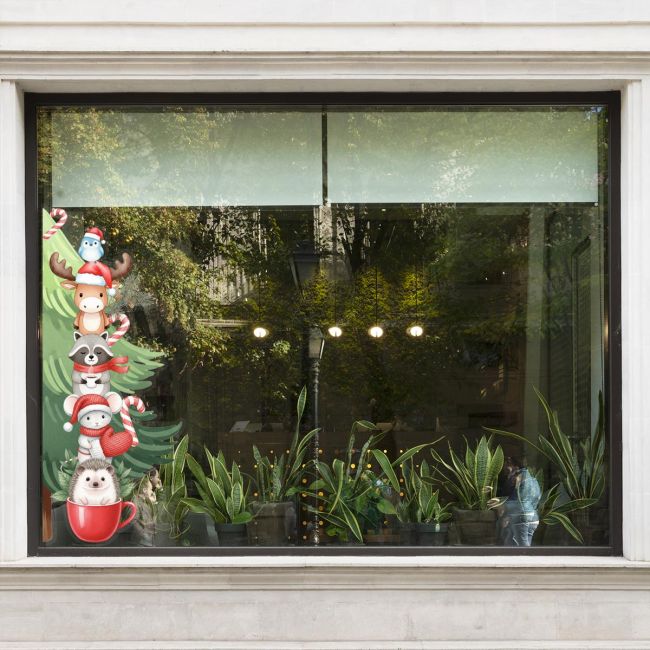 Χριστουγεννιάτικο αυτοκόλλητο, Christmas Peekaboo Woodland art1