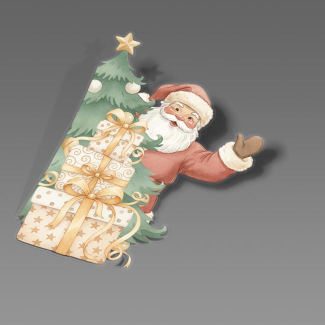 Χριστουγεννιάτικο αυτοκόλλητο, Christmas Santa Peekaboo
