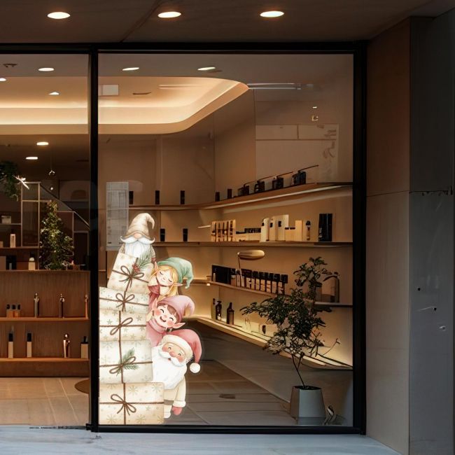 Christmas sticker, Christmas Elves and Santa