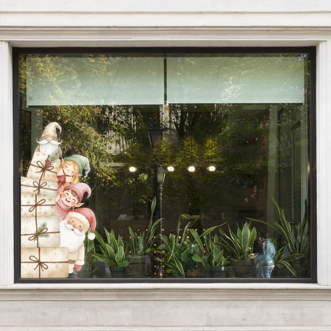 Χριστουγεννιάτικο αυτοκόλλητο, Christmas Ξωτικά και Άγιος Βασίλης