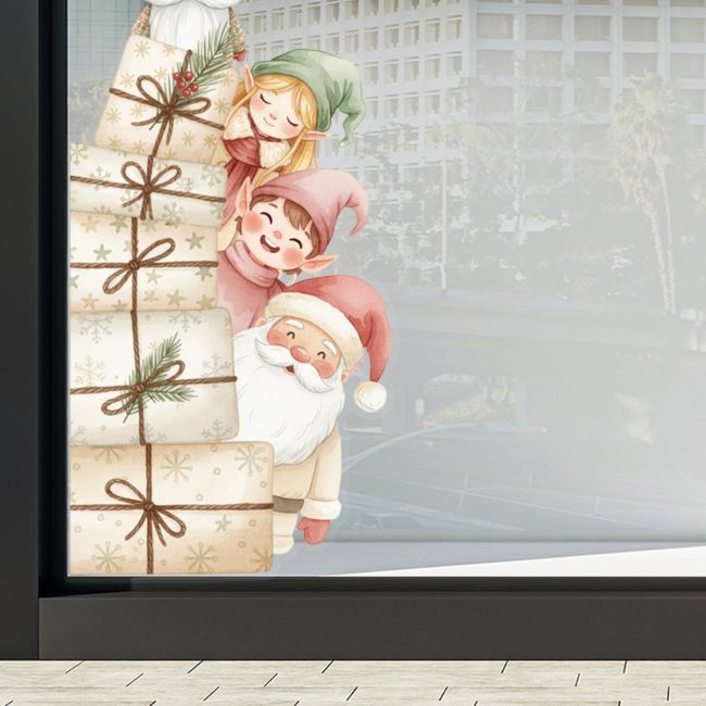 Χριστουγεννιάτικο αυτοκόλλητο, Christmas Ξωτικά και Άγιος Βασίλης