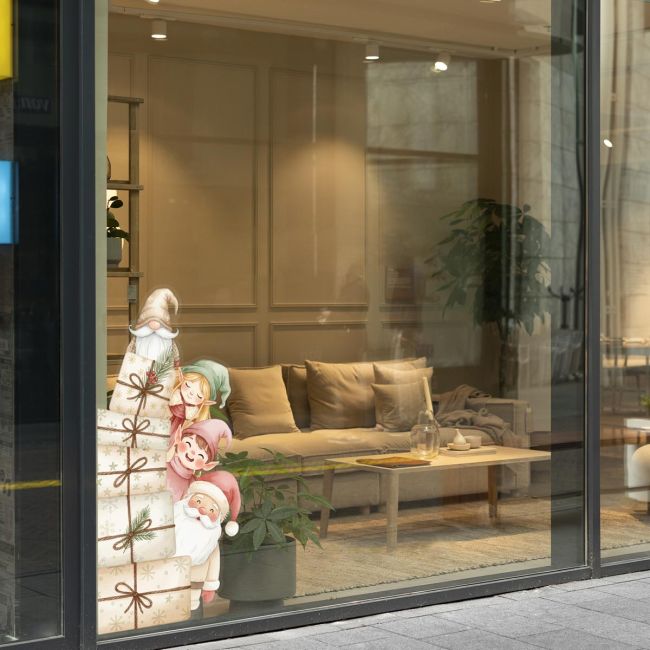 Christmas sticker, Christmas Elves and Santa