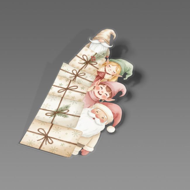 Christmas sticker, Christmas Elves and Santa