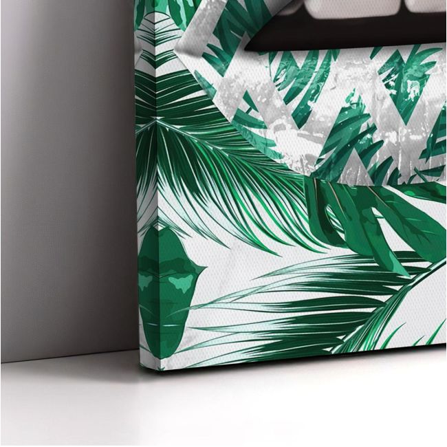 Canvas print Lips in green camouflage