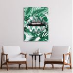 Canvas print Lips in green camouflage