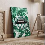 Canvas print Lips in green camouflage