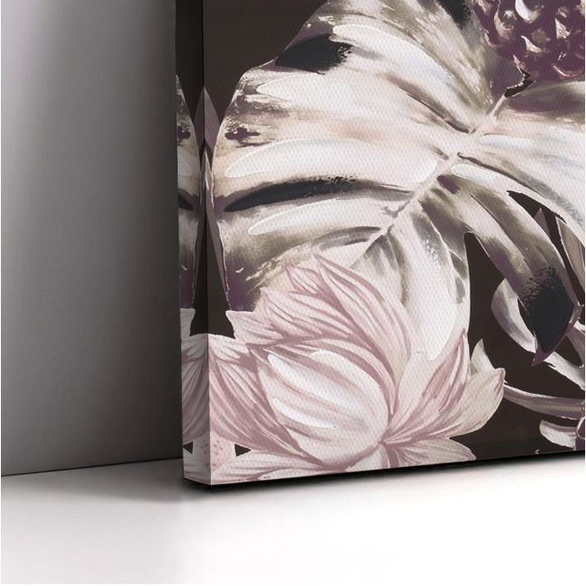 Canvas print Leaves, flowers and pineapples