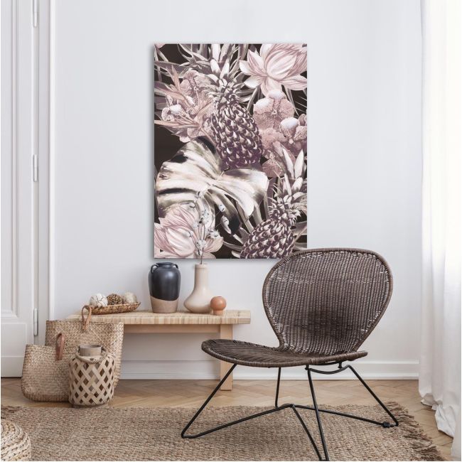 Canvas print Leaves, flowers and pineapples