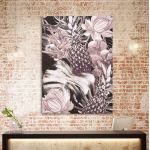 Πίνακας ζωγραφικής Leaves, flowers and pineapples