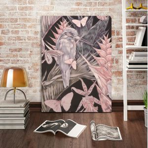 Πίνακας ζωγραφικής Pink gray fish bird