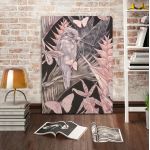 Πίνακας ζωγραφικής Pink gray fish bird