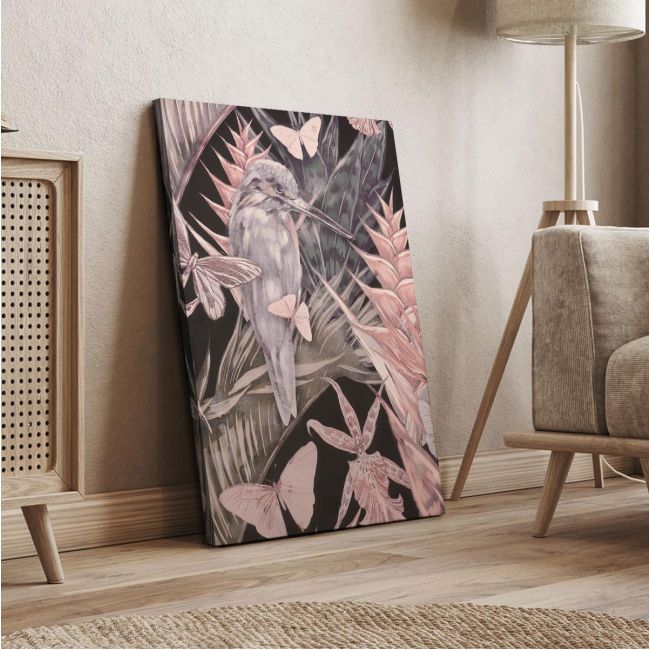 Πίνακας ζωγραφικής Pink gray fish bird