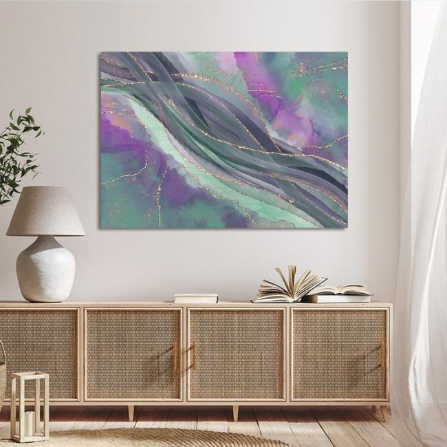 Canvas printAbstract purple green marble
