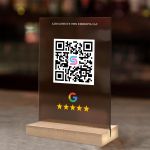 Sign plexiglass fume, QR code black, rate us at google