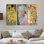 Πίνακας σε καμβά Tribute to love, Klimt Gustav, τρίπτυχος