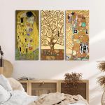 Canvas print Tribute to love I, Klimt Gustav,3 panels