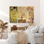 Πίνακας σε καμβά Tribute to love I, Klimt Gustav, τρίπτυχος