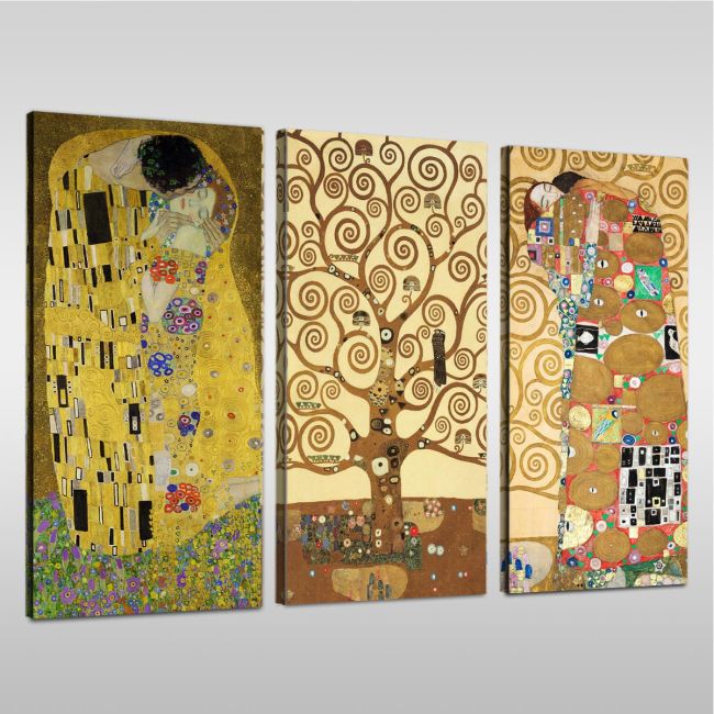 Πίνακας σε καμβά Tribute to love I, Klimt Gustav, τρίπτυχος