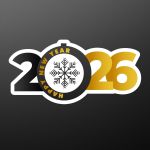 Christmas sticker, Happy New Year art 1