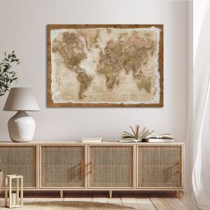 Πίνακας σε καμβά Old map on boards  Καμβάς τελαρωμένος Όψη 1 2