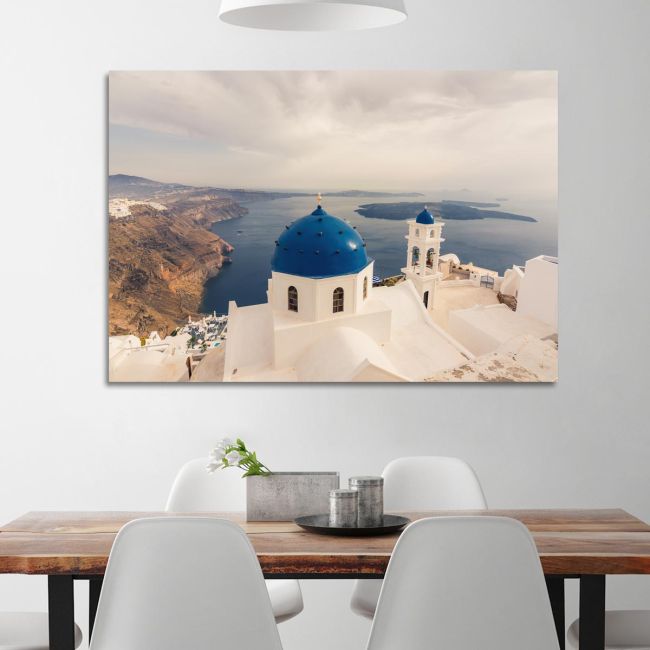 Πίνακας σε καμβά Σαντορίνη, Stunning view of churches, Santorini